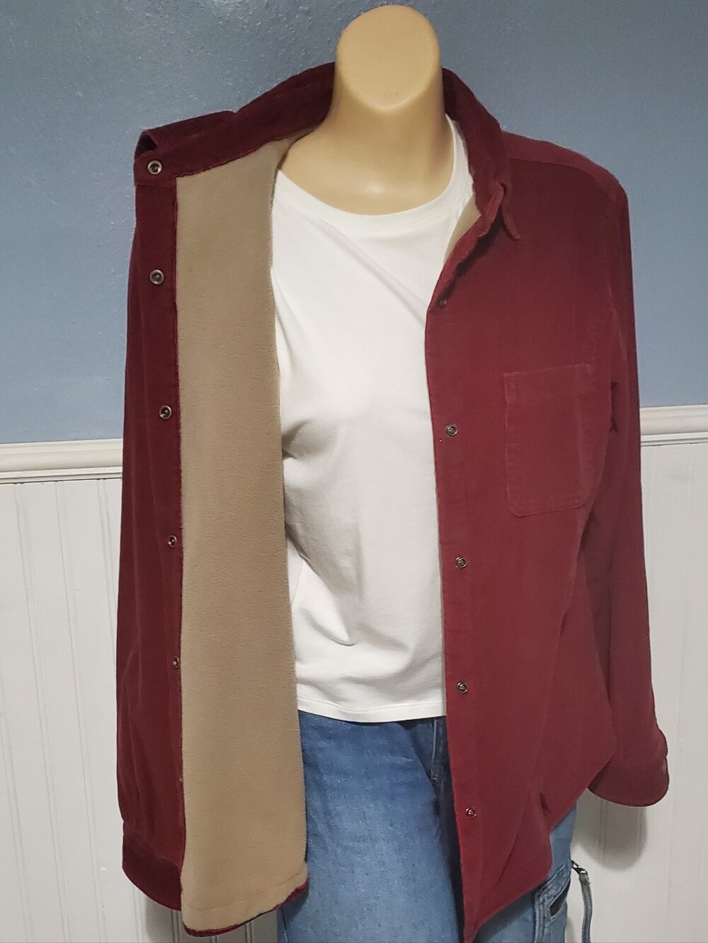 Woolrich Women's Brick Red Corduroy Snap-Front Shirt Jacket